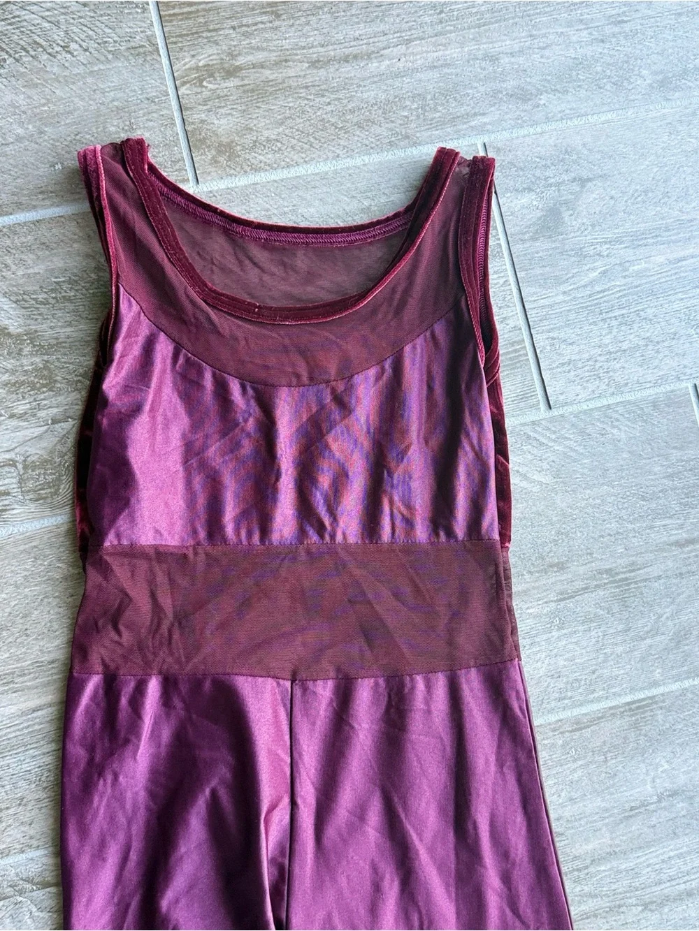 Curtain Call Dance Costume Sleeveless Wide-Leg Jumpsuit in Burgundy